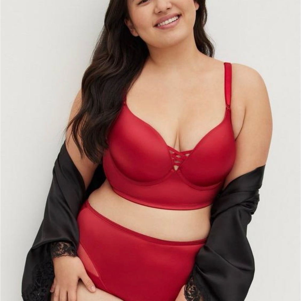 Red Full-Coverage Underwire Bra and Brief Set